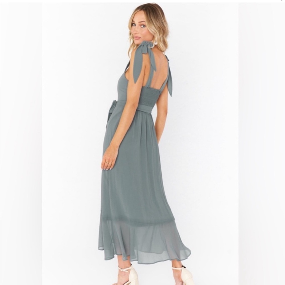 Elegant Green show me your MUMU Dress Claire Midi Silver Sage  crisp large